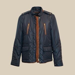 Zara Quilted Jacket in Navy/Brown Size M